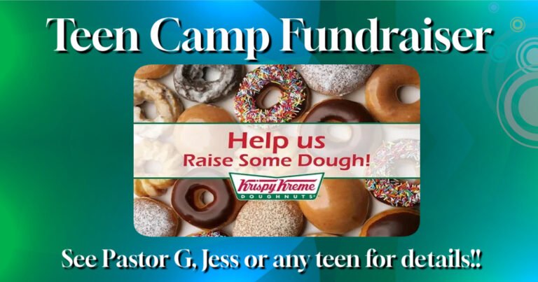 Teen Camp Krispy Kreme Fundraiser flyer