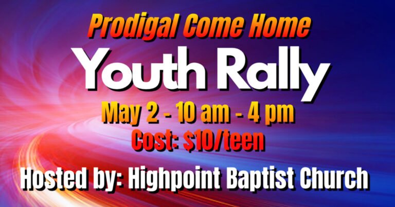 Prodigal Come Home Youth Rally flyer