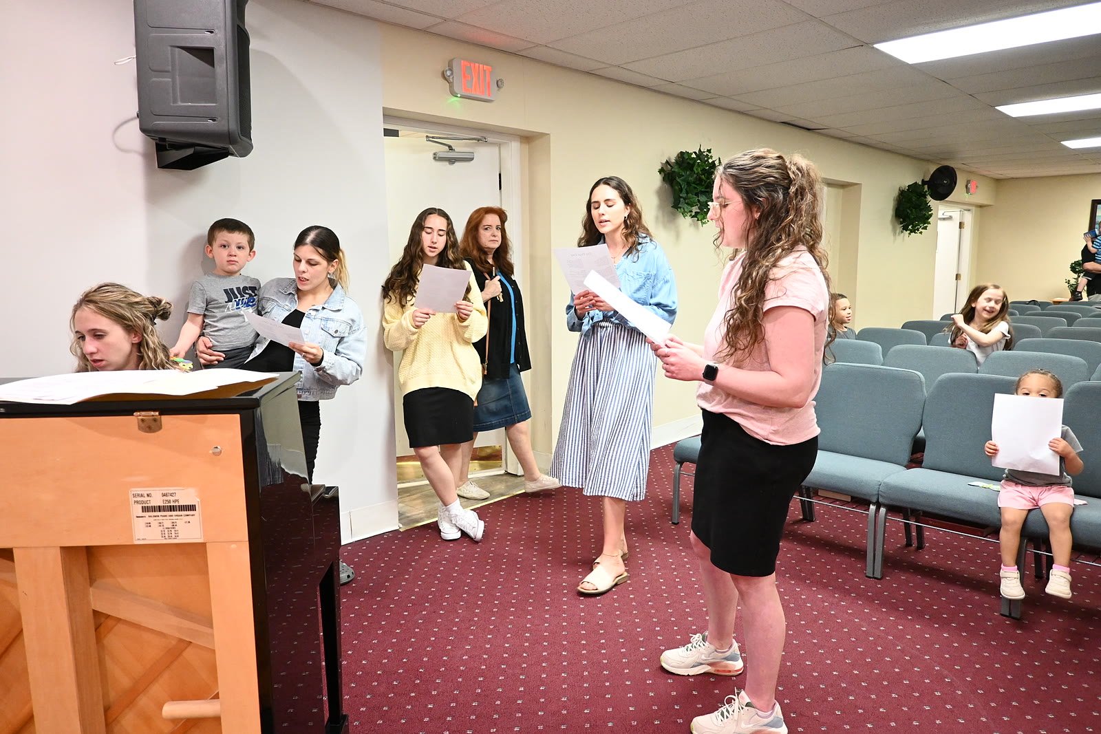 Choir singing during worship service
